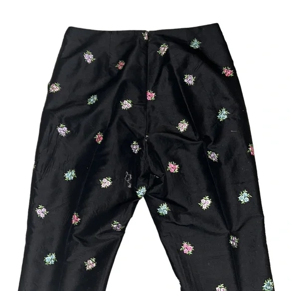 Lilly Pulitzer Vintage Black Silk Embroidered Floral Pants - 6 - Picture 5 of 8